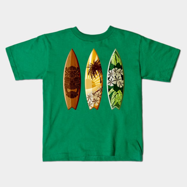 three decorated surfboards island style Kids T-Shirt by pickledpossums